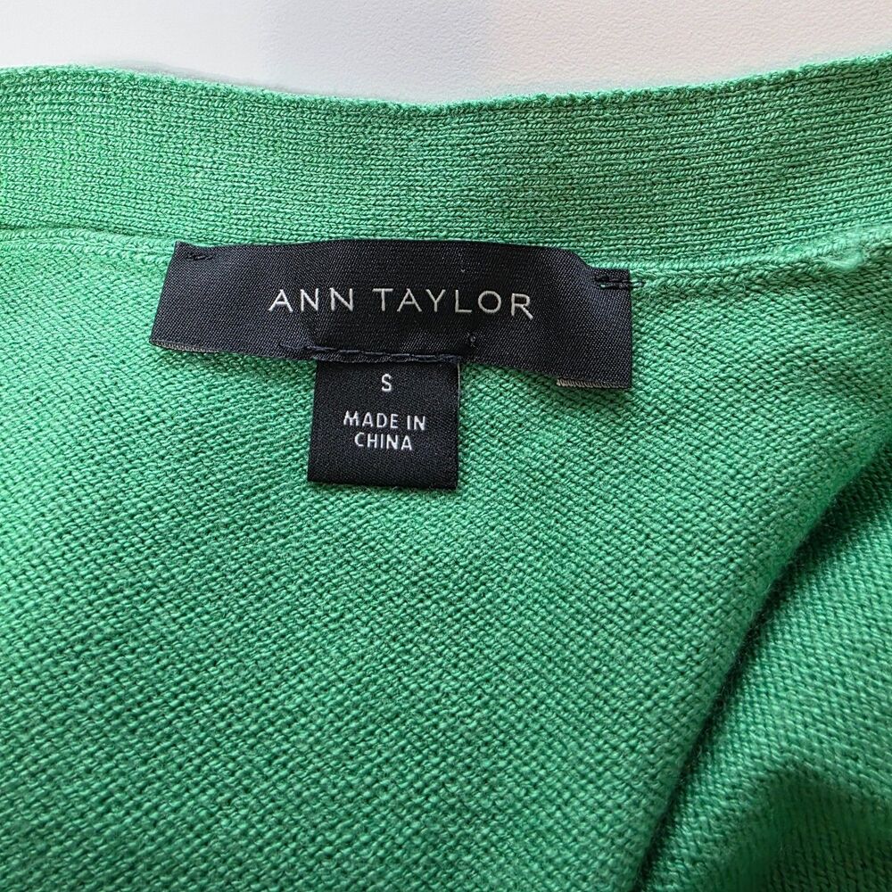 Ann Taylor Knit Duster Cardigan S Green Celtic Relaxed Stretch Office - Picture 3 of 8
